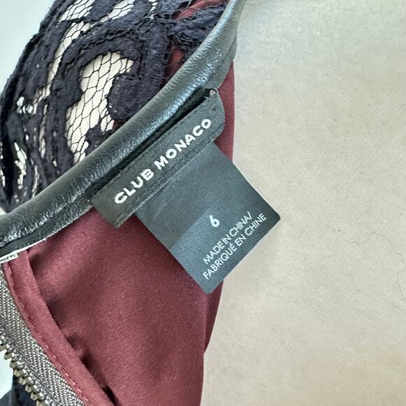 Club Monaco Navy Blue Lace Leather Trim Knee Length Layered Dress Size 6 - Picture 6 of 7